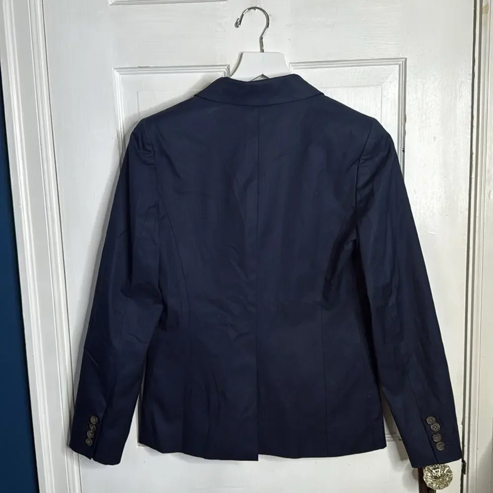 J.CREW Navy Classic Suiting Cotton Button-front Blazer W1770 Sz 2